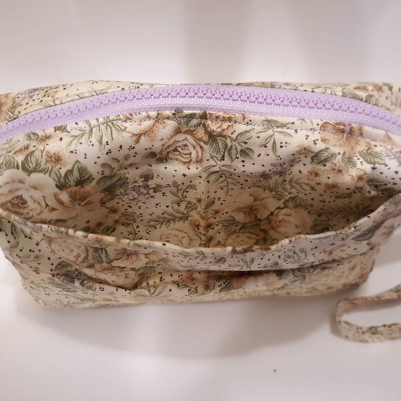 New Roses Floral Travel bag Clutch Wallet Pouch Yellow Purple hanging pouch case - Picture 3 of 6